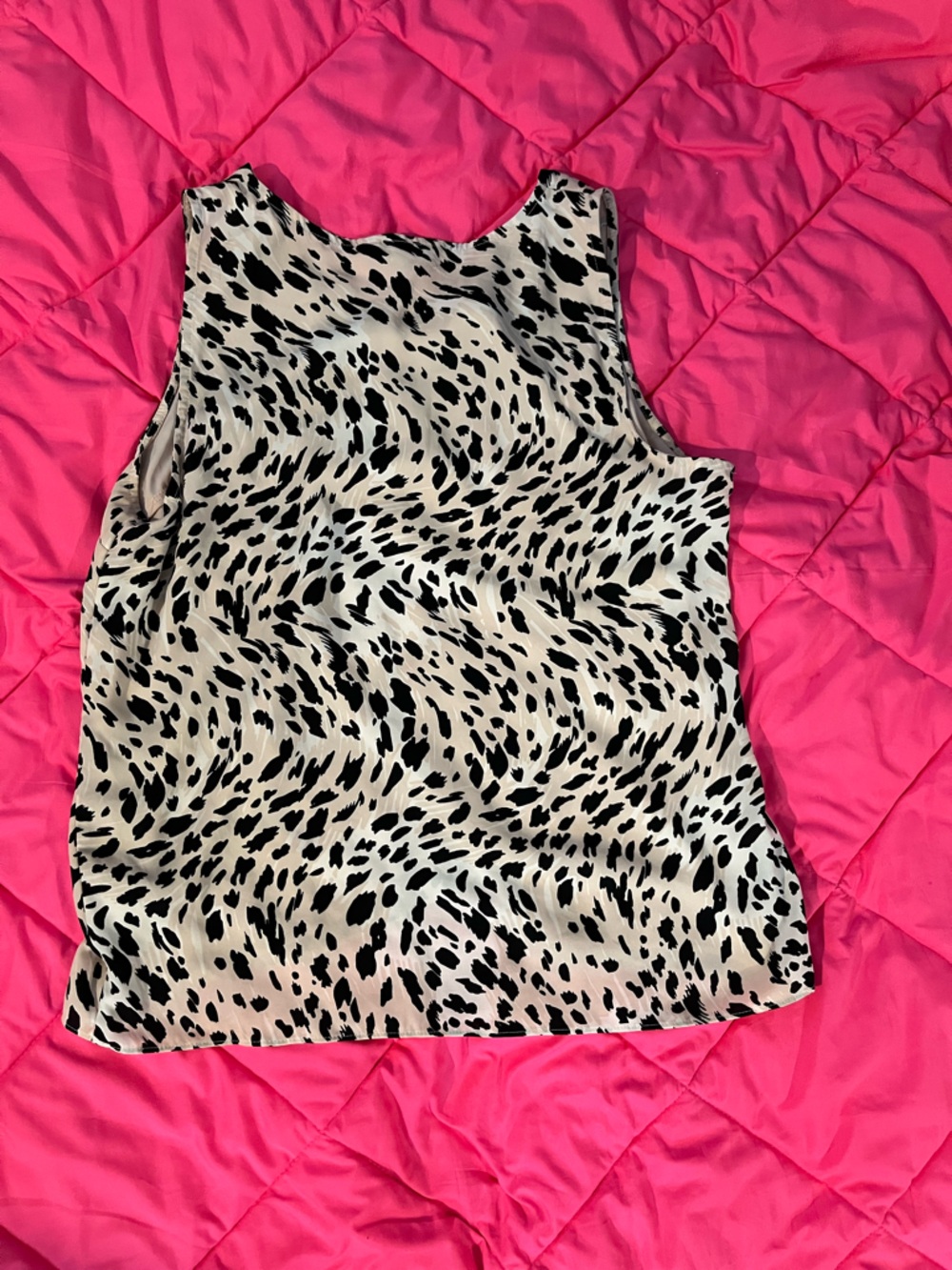 Nine West Black and White Animal Print Sleeveless Top